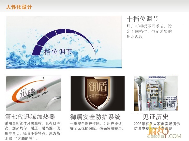 微电脑档位机电热水器 DSF4 镶边红