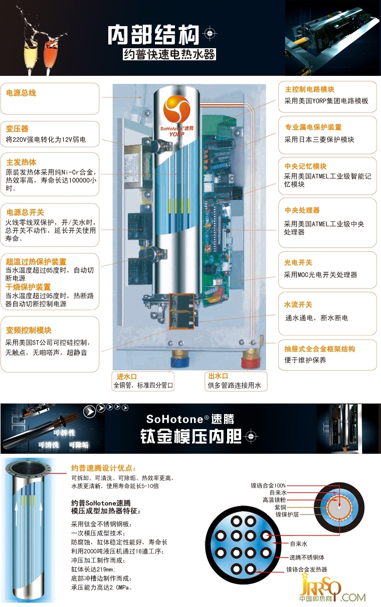 约普电热水器怎么样？ 约普快速电热水器内部结构图